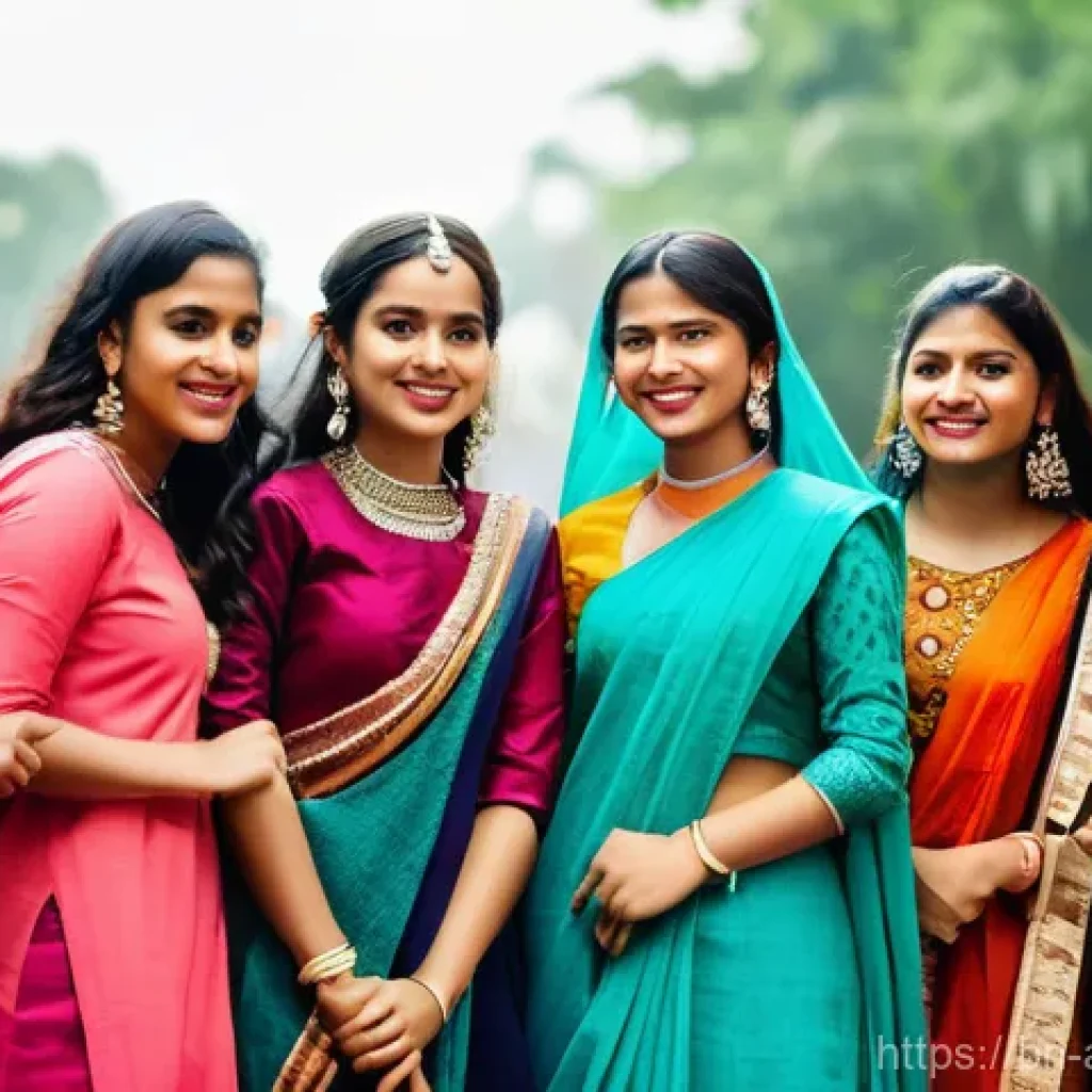 지역 문화 보호 - **A group of Gen Z individuals celebrating Bangladeshi culture with a modern twist.**
    A vibrant ...
