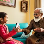 Home 20 문화와 기술 - **"Digital Festivities: A Modern Bangladeshi Celebration"**
A vibrant, medium shot capturing a j...