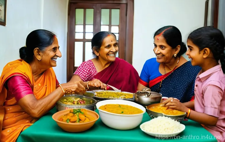 문화와 질병의 사회적 측면 - **A vibrant scene of a multi-generational Bengali family sharing a traditional, healthy meal in thei...
