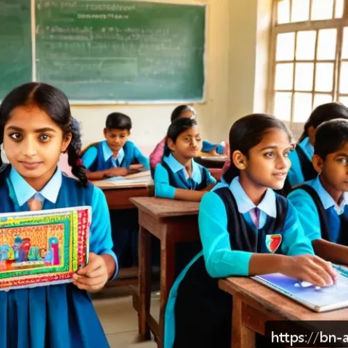 에드워드 브로이스와 문화 - A vibrant classroom scene in Bangladesh featuring a diverse group of students from various cultural ...