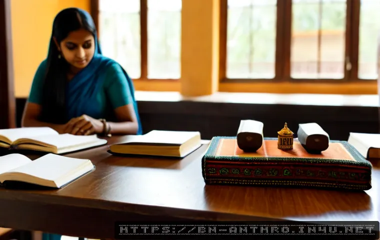 Home 17 종교와 문화의 비교 연구 - Photorealistic university research desk comparing religion and culture, an open blank notebook besid...